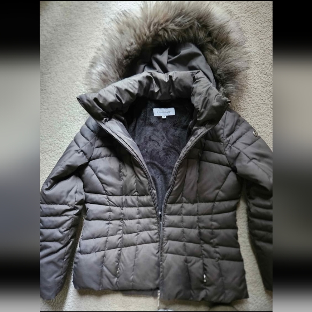 Calvin Klein Women's Charcoal Puffer Coat